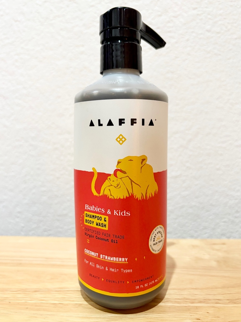 Alaffia Babies & Kids Coconut Strawberry Shampoo Body Wash 16 oz New 🥥🍓💕